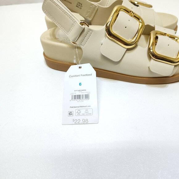 Time And Tru Dad Buckle Slingback Sandal Size 6 Bone Color Adjustable Strap NWT - Picture 8 of 9